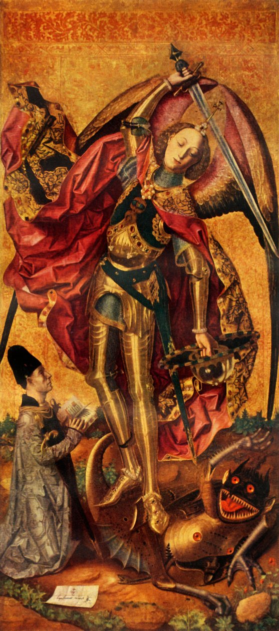 São Miguel triunfa sobre o diabo, 1468, 1946. de Bartolomé Bermejo