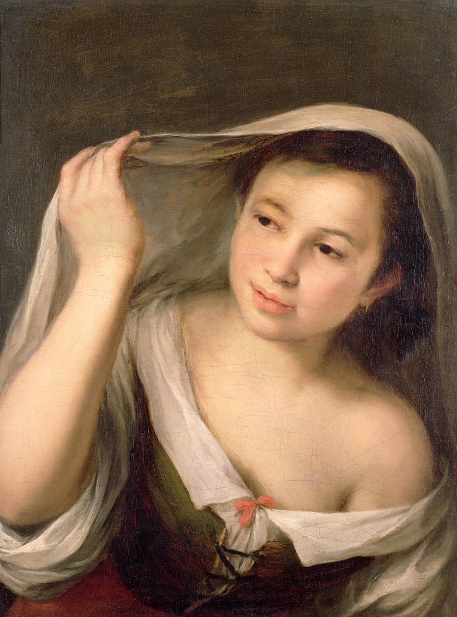 Uma jovem garota levantando o véu de Bartolomé Esteban Murillo