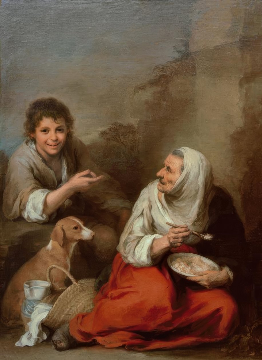 Velha, zombada por um menino de Bartolomé Esteban Murillo