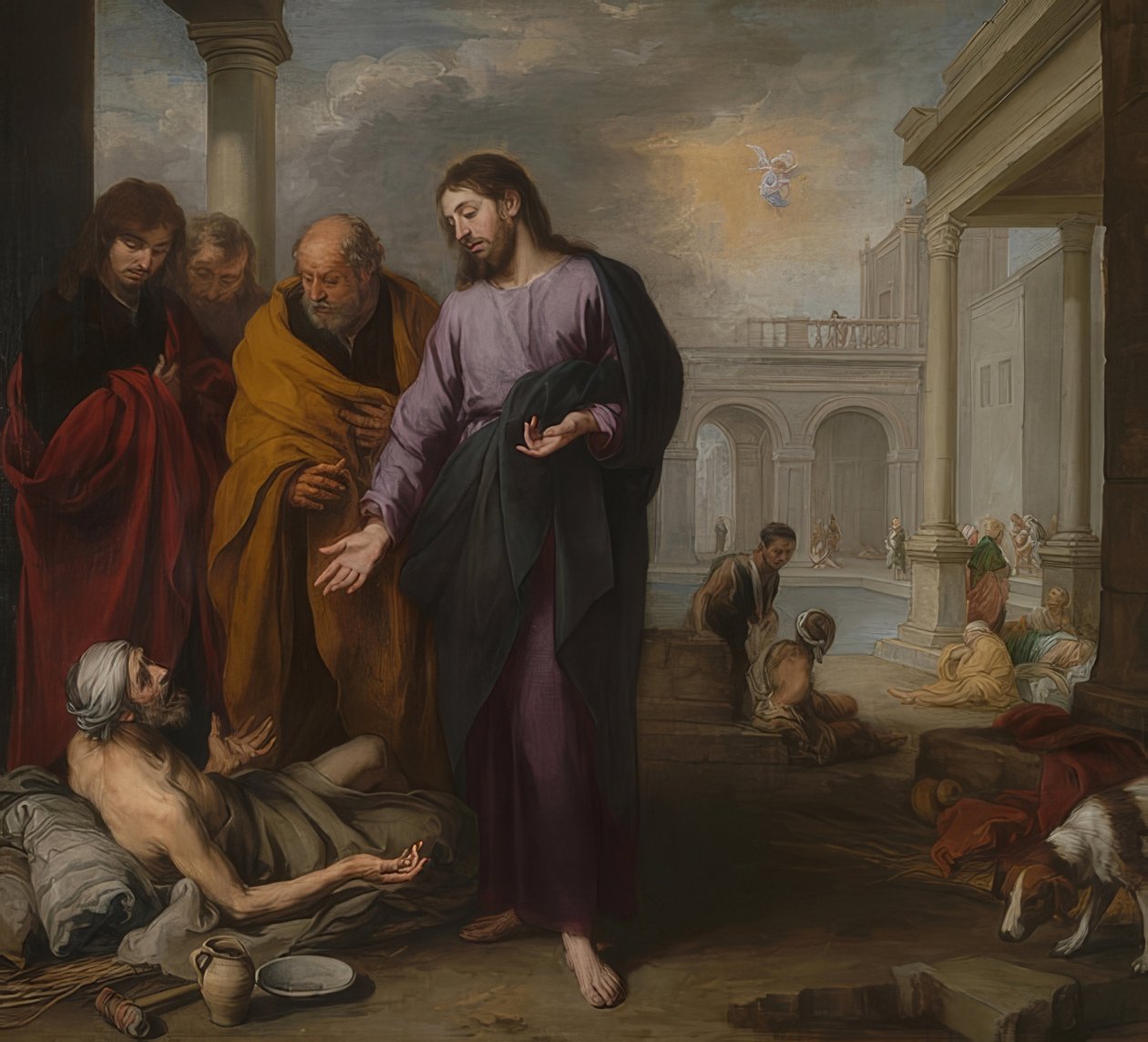 Curando o homem paralisado no lago Bethesda. 1667-70 de Bartolomé Esteban Murillo