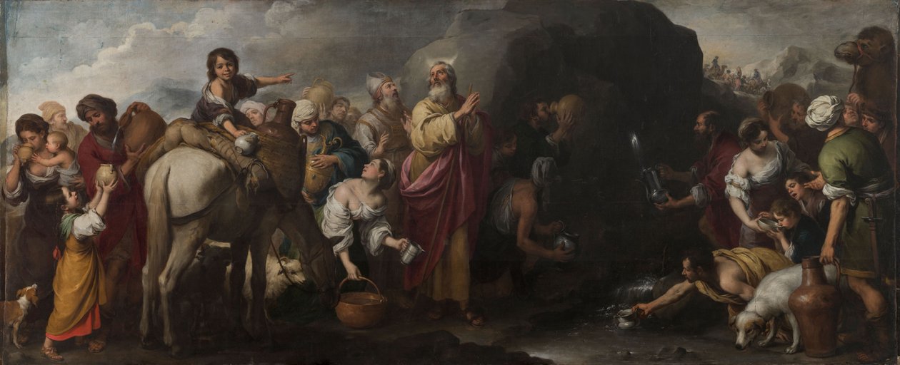Moisés tirando água da rocha, 1667-1670. de Bartolomé Esteban Murillo