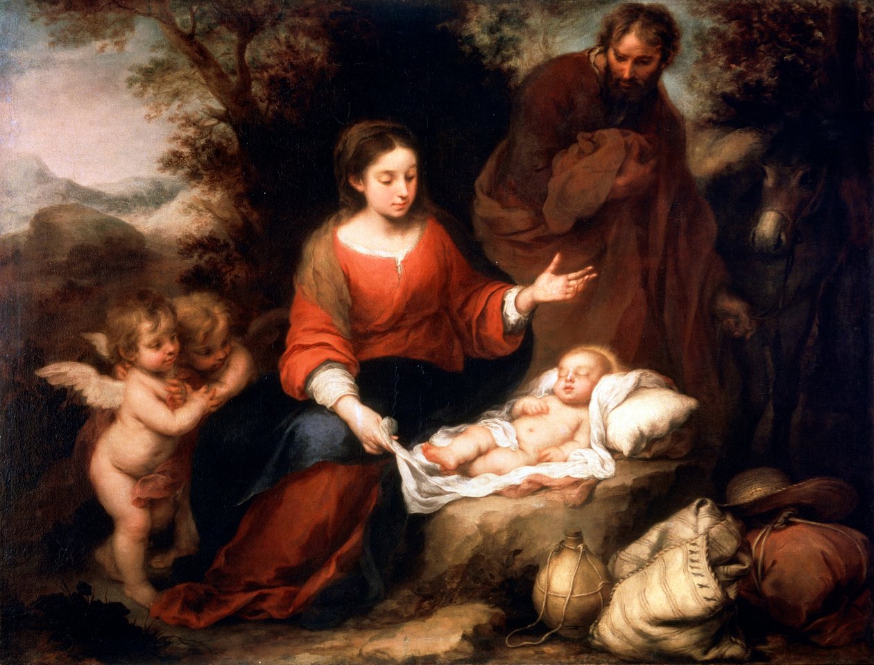 Descanse na fuga para o Egito, c1665 de Bartolomé Esteban Murillo