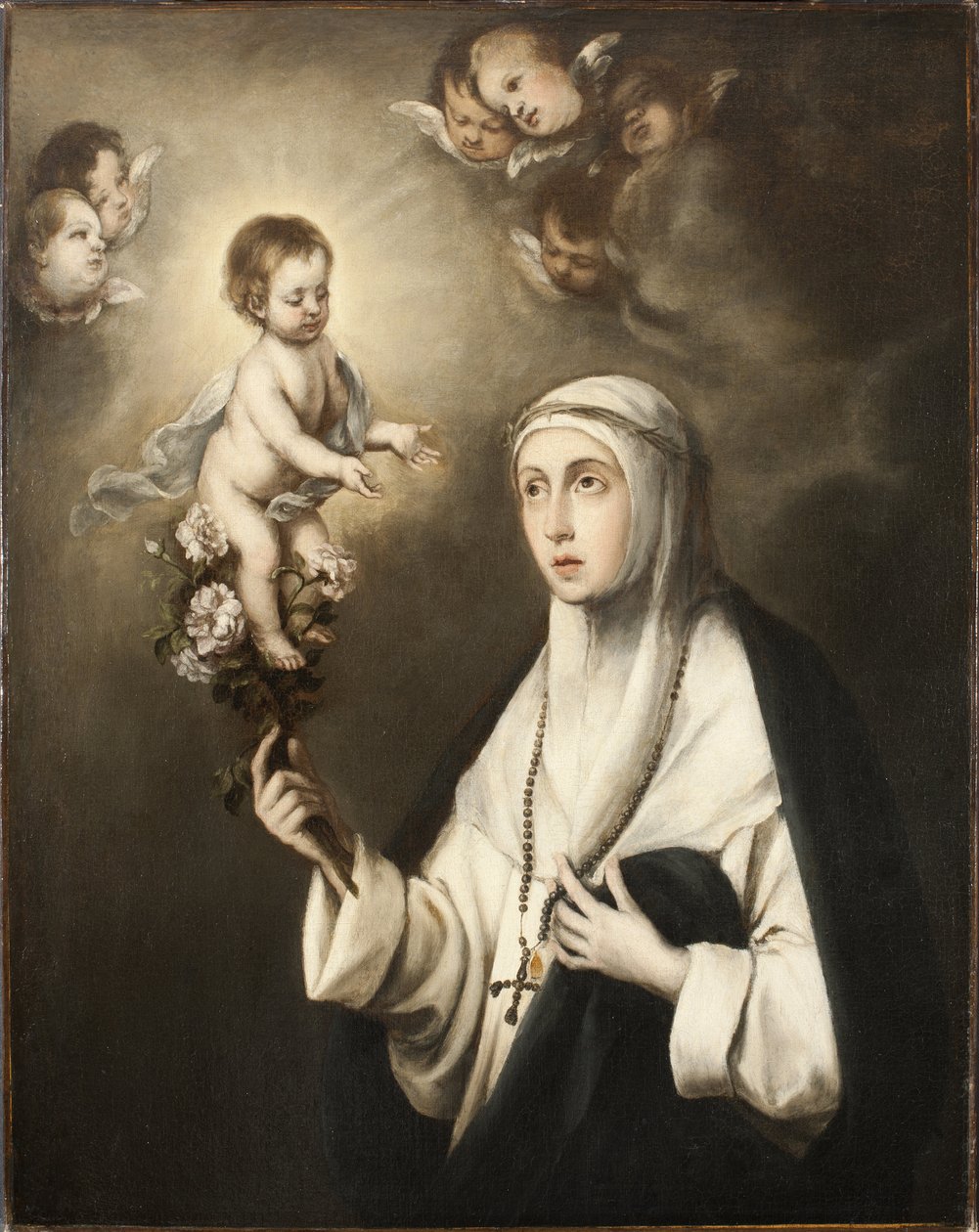 Rose de Lima (Isabel Flores de Oliva) (1586-1617) - Santa Rosa de Lima, de Murillo, Bartolome Esteban, Cópia após . Óleo sobre tela. Dimensão : 93x76 cm. Nationalmuseum Stockholm de Bartolomé Esteban Murillo