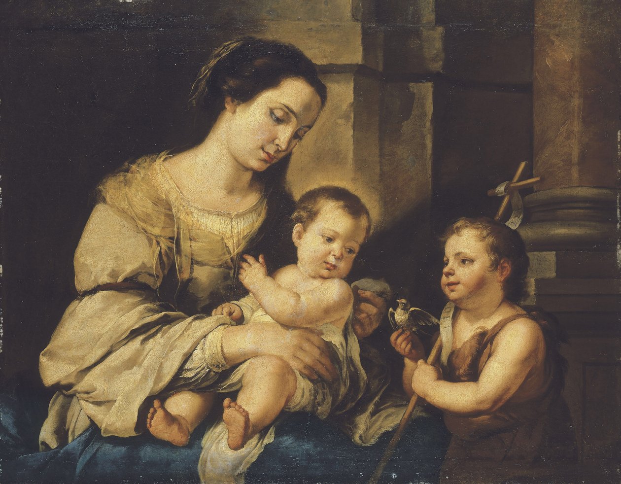 A Virgem e o Menino com o bebê São João Batista de Bartolomé Esteban Murillo