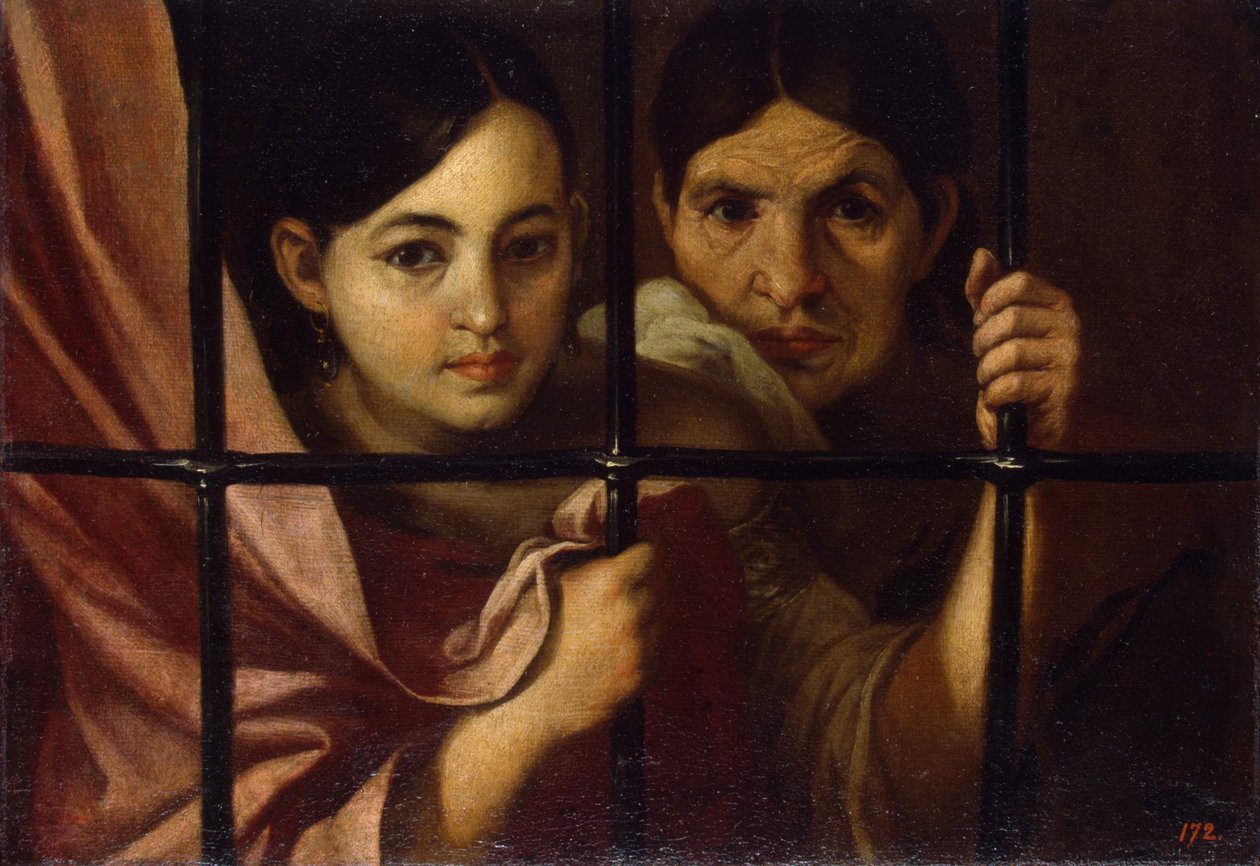 Duas mulheres atrás de uma grade, 1645 de Bartolomé Esteban Murillo