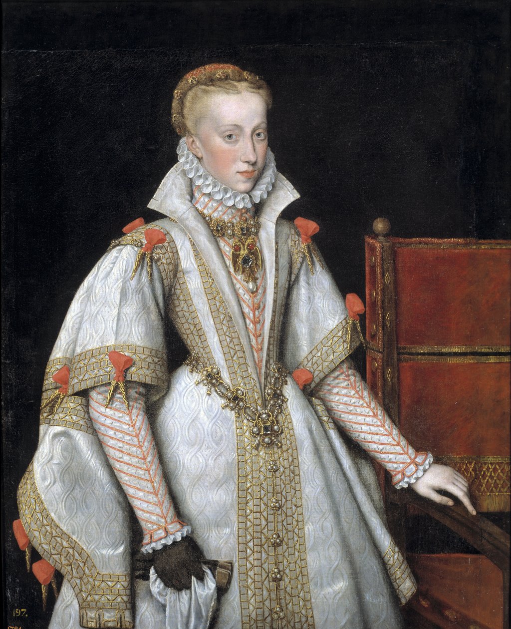 Retrato de Anna da Áustria 1549-1580, rainha consorte da Espanha, 1616 de Bartolomé González y Serrano