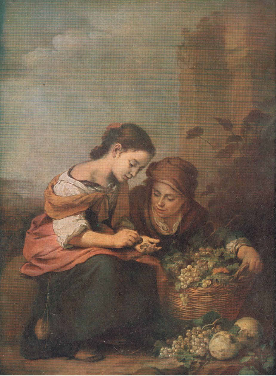 Vendedores de frutas contando seu dinheiro, Bibbys Annual, 1916-17 de Bartolome Esteban after Murillo