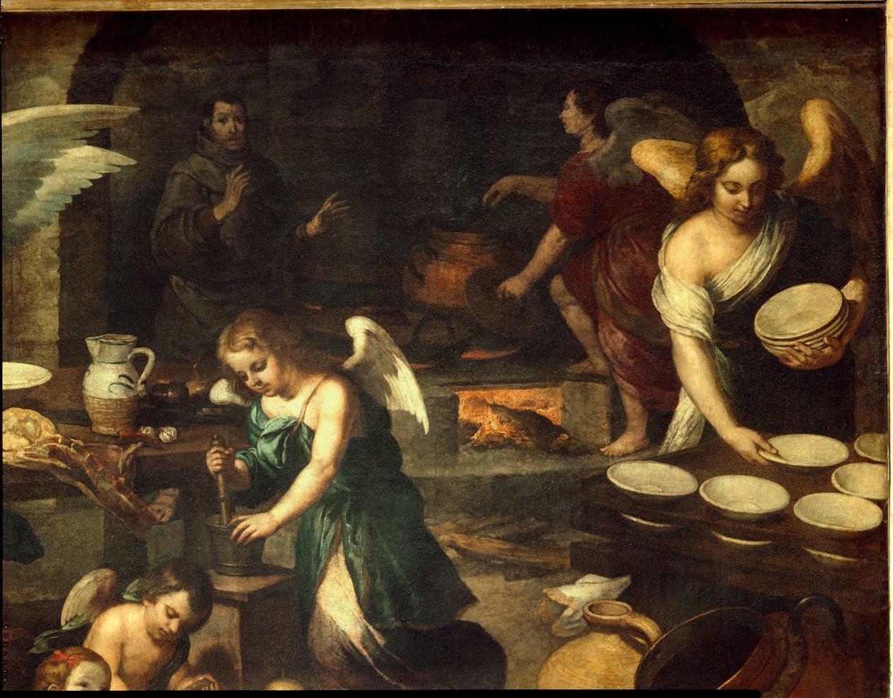 La cuisine des Anges - a cozinha dos anjos. Um dos ... de Bartolome Esteban (school of) Murillo