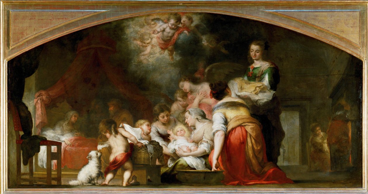La naissance de la Vierge - Nascimento de Santa Maria ... de Bartolome Esteban (school of) Murillo