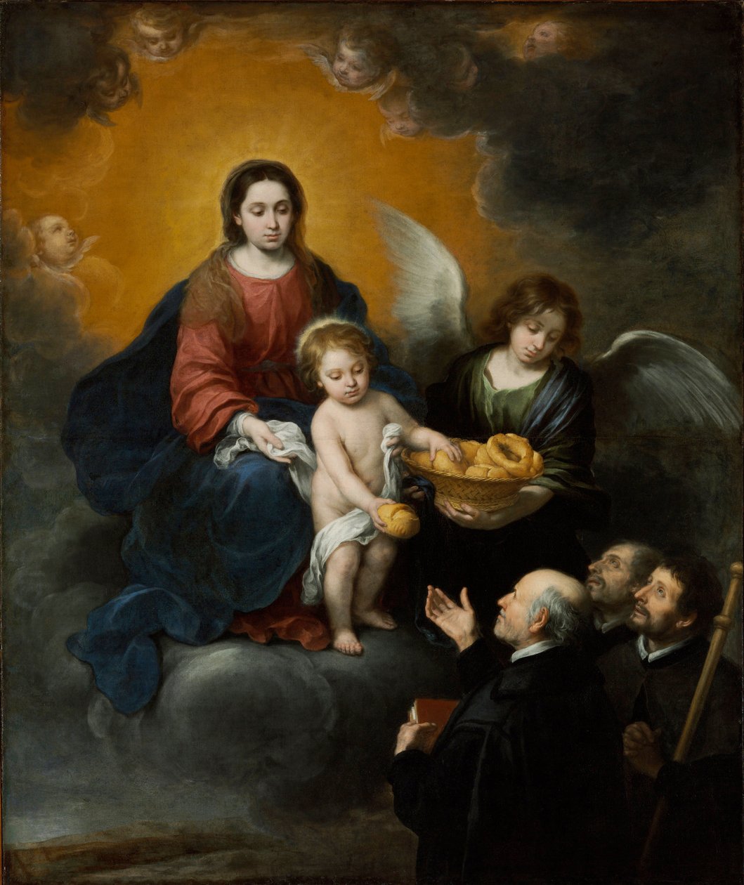 O Menino Jesus Distribuindo Pão aos Peregrinos - Pintura de Bartolome Esteban Murillo (1617-1682), óleo sobre tela (219x182 cm) de Bartolomé Esteban Murillo