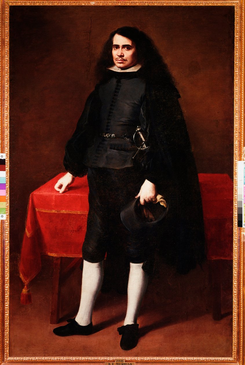 Retrato de um cavalheiro de cabelo comprido e colarinho de morango (óleo sobre tela de Bartolomé Esteban Murillo
