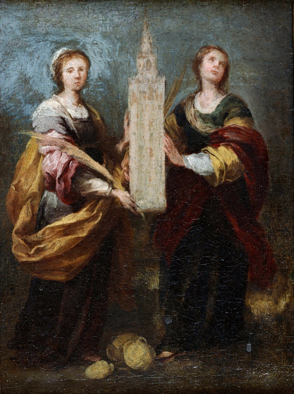 "Representation des saintes Juste et Rufine (3eme siecle)" (Justa et Rufina) Peinture de Bartolome Esteban Murillo (1617-1682) vers 1665 Dim 32x24 cm Museu nacional de arte ocidental, Tóquio de Bartolomé Esteban Murillo