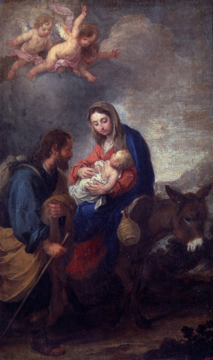 Descanso no vôo para o Egito (óleo sobre tela) de Bartolomé Esteban Murillo