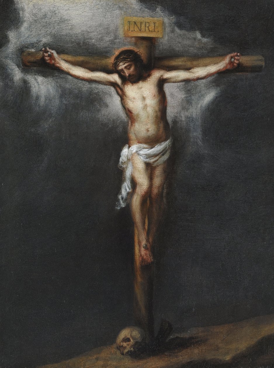 A Crucificação por Murillo, Bartolome Esteban (1617-1682). Óleo sobre tela, tamanho : 43,9x33,3, , Colecção Privada de Bartolomé Esteban Murillo