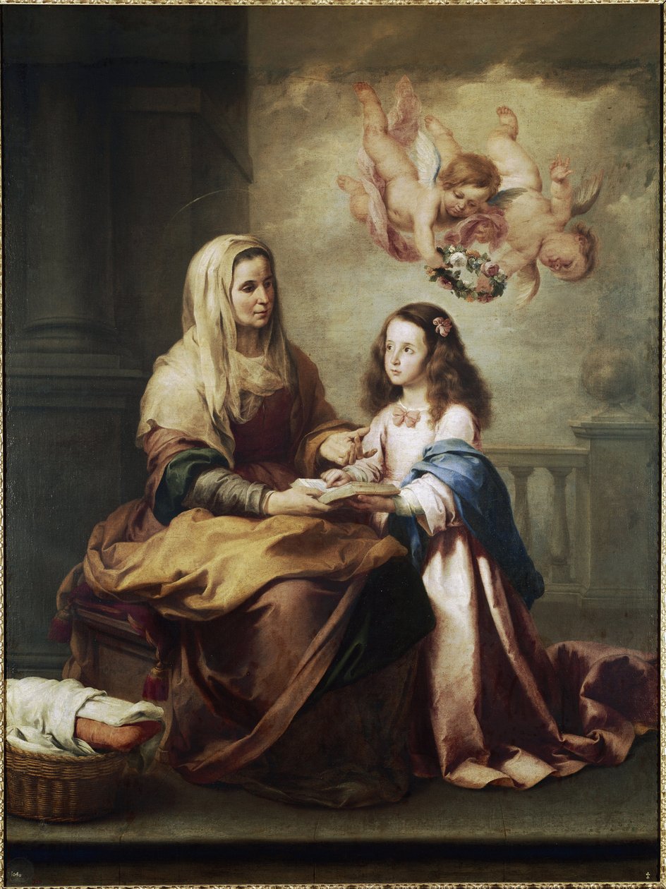 A Virgem Maria e Santa Ana Detalhe. (óleo sobre tela, c.1674) de Bartolomé Esteban Murillo