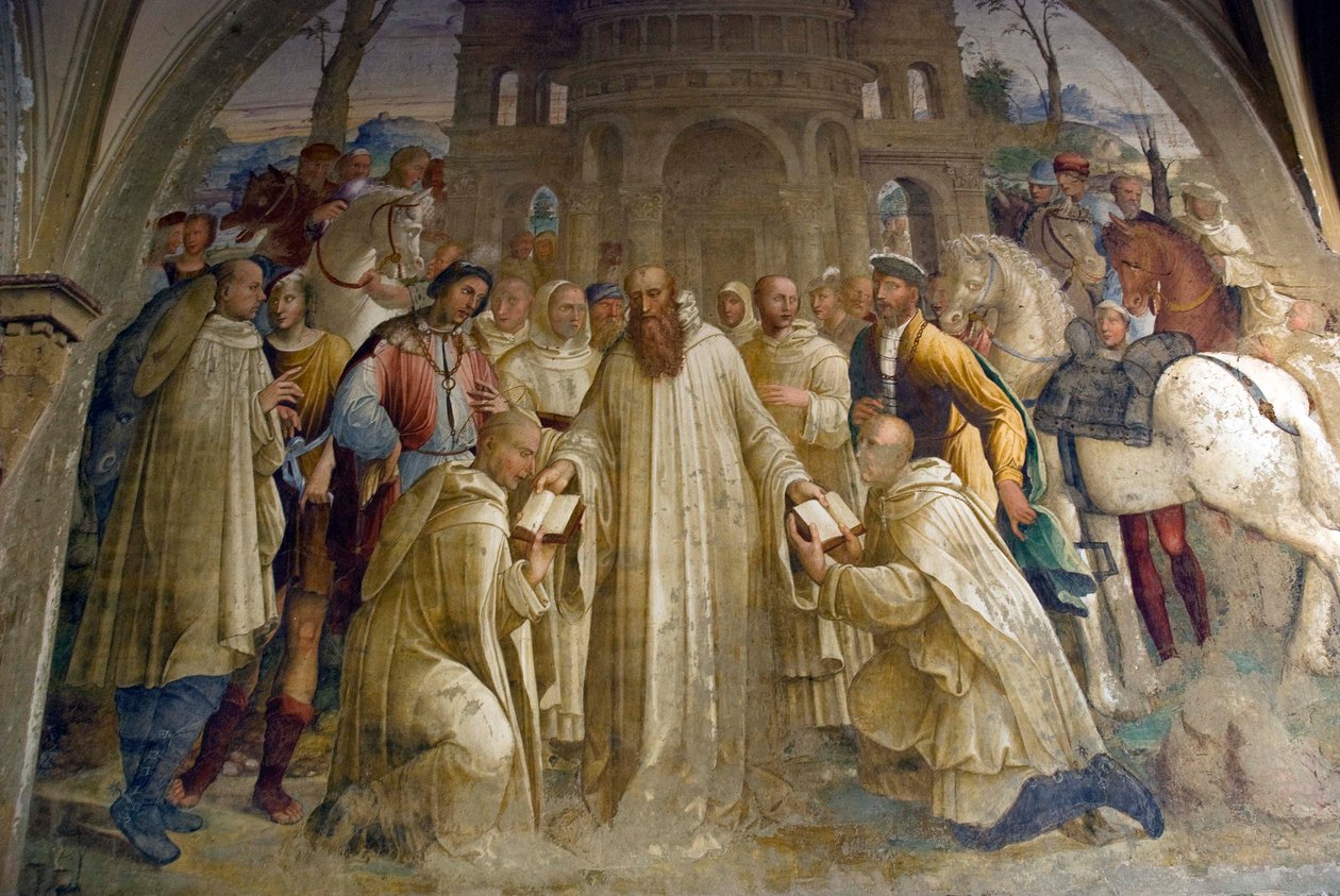 Como abençoado ele envia mauro para a França e plácido na Sicília de Bartolomeo Neroni