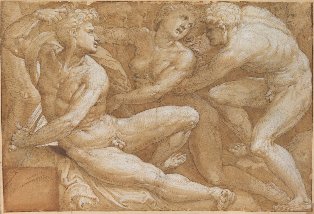 Cena mitológica Estupro das mulheres sabinas de Bartolomeo Neroni