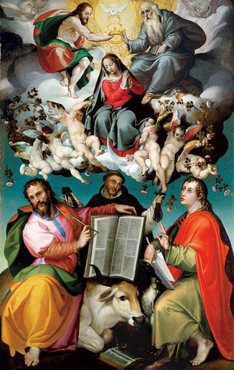 A Coroação da Virgem com os Santos Lucas, Domingos e João Evangelista de Bartolomeo Passarotti
