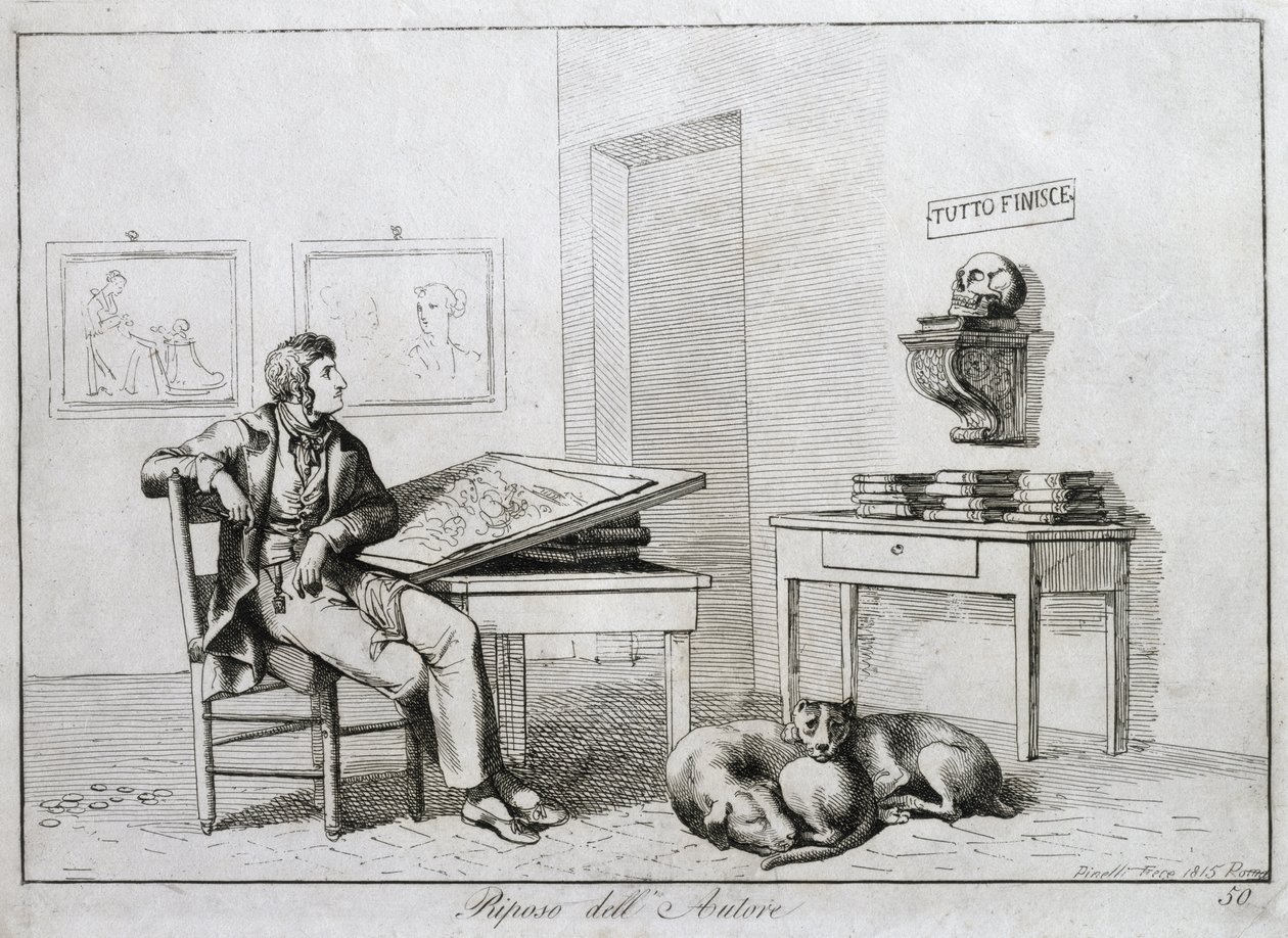 O resto do artista, 1815 de Bartolomeo Pinelli