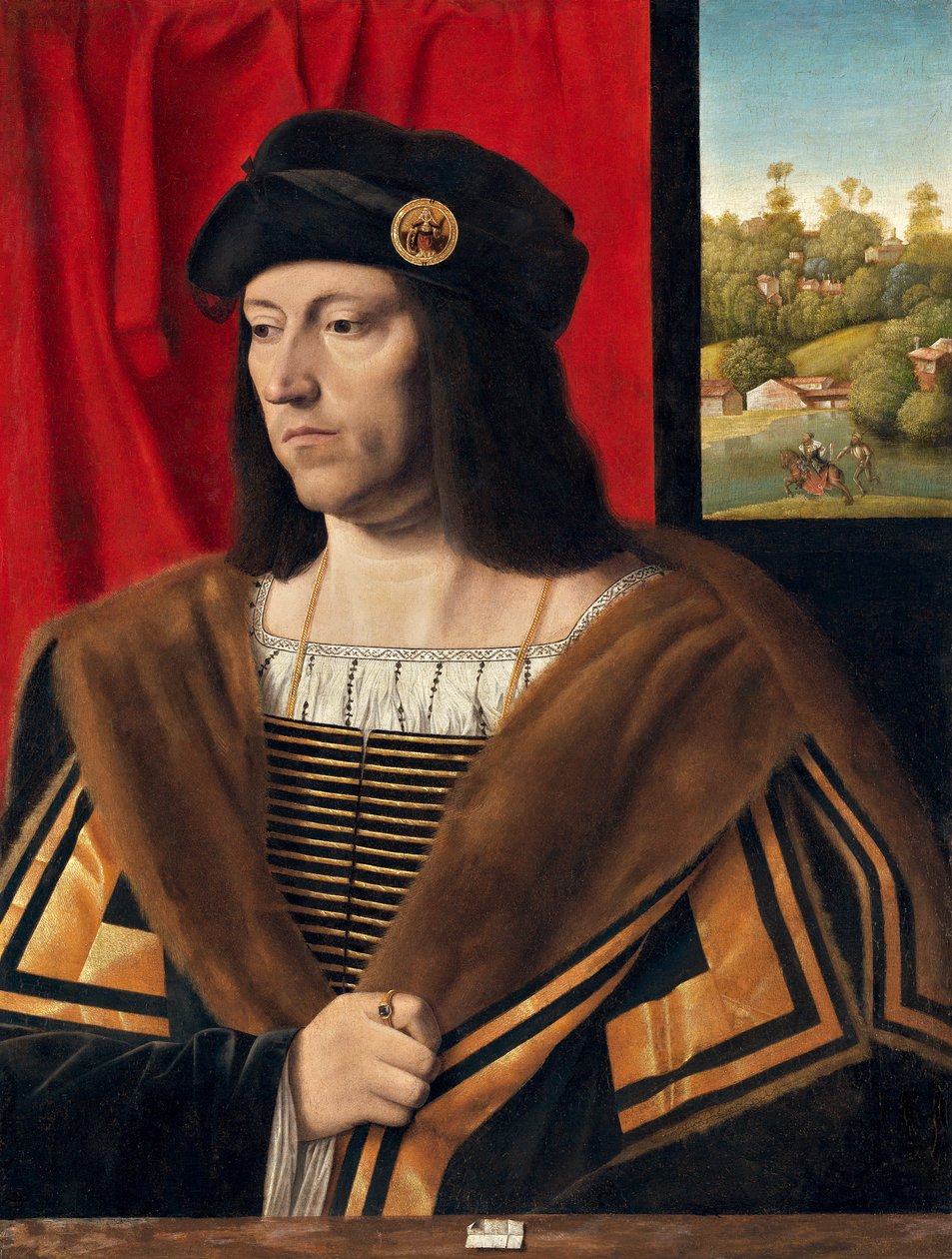 Portrait of a Gentleman, c.1520 (óleo no painel transferido para a tela) de Bartolomeo Veneto