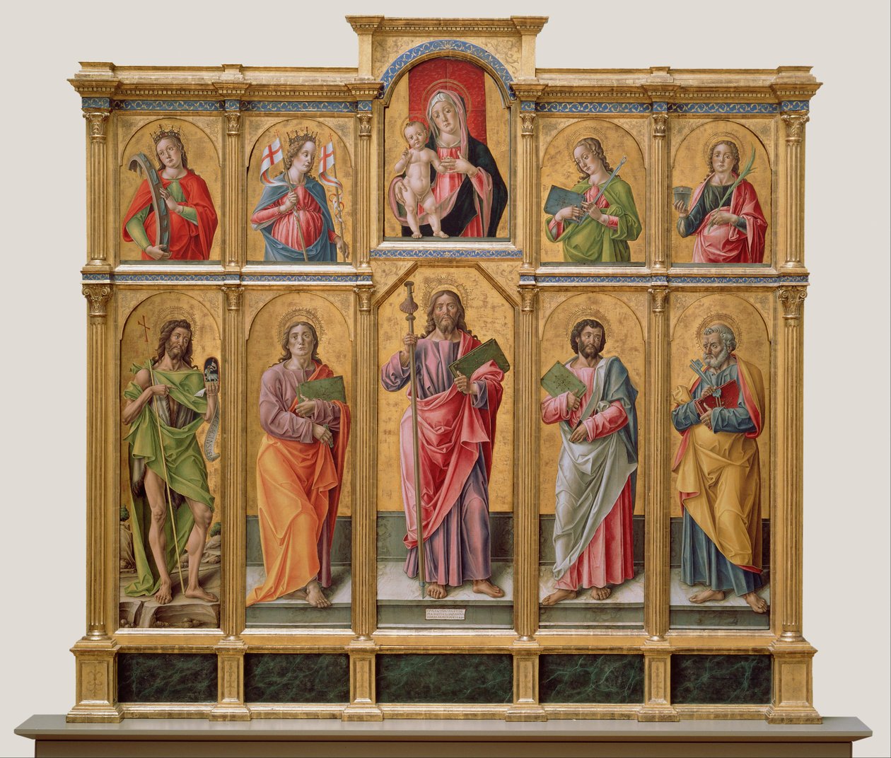 Polyptych com Saint James Major, Madonna e Criança e Santos de Bartolomeo Vivarini