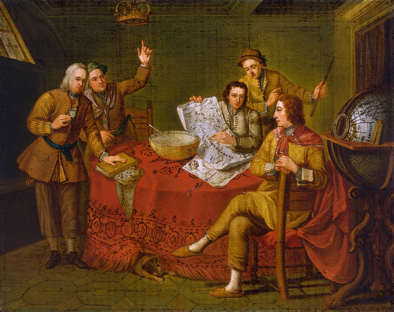 Gustavus Hamilton, 2º Visconde de Boyne (1639-1723), na cabina do seu iate de Bartolomeo (after) Nazari