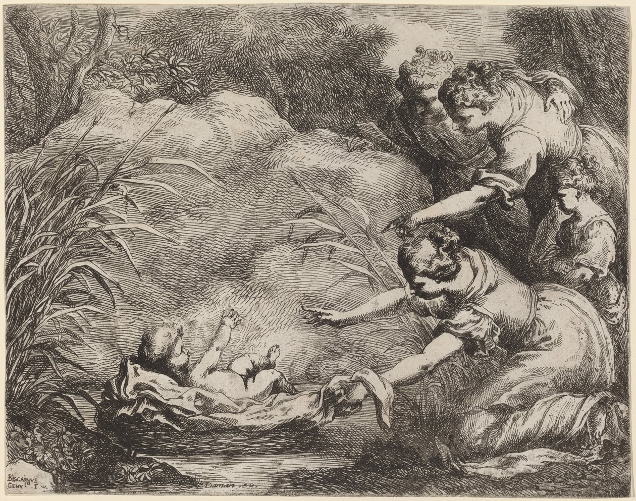 A descoberta de Moisés. de Bartolomeo Biscaino