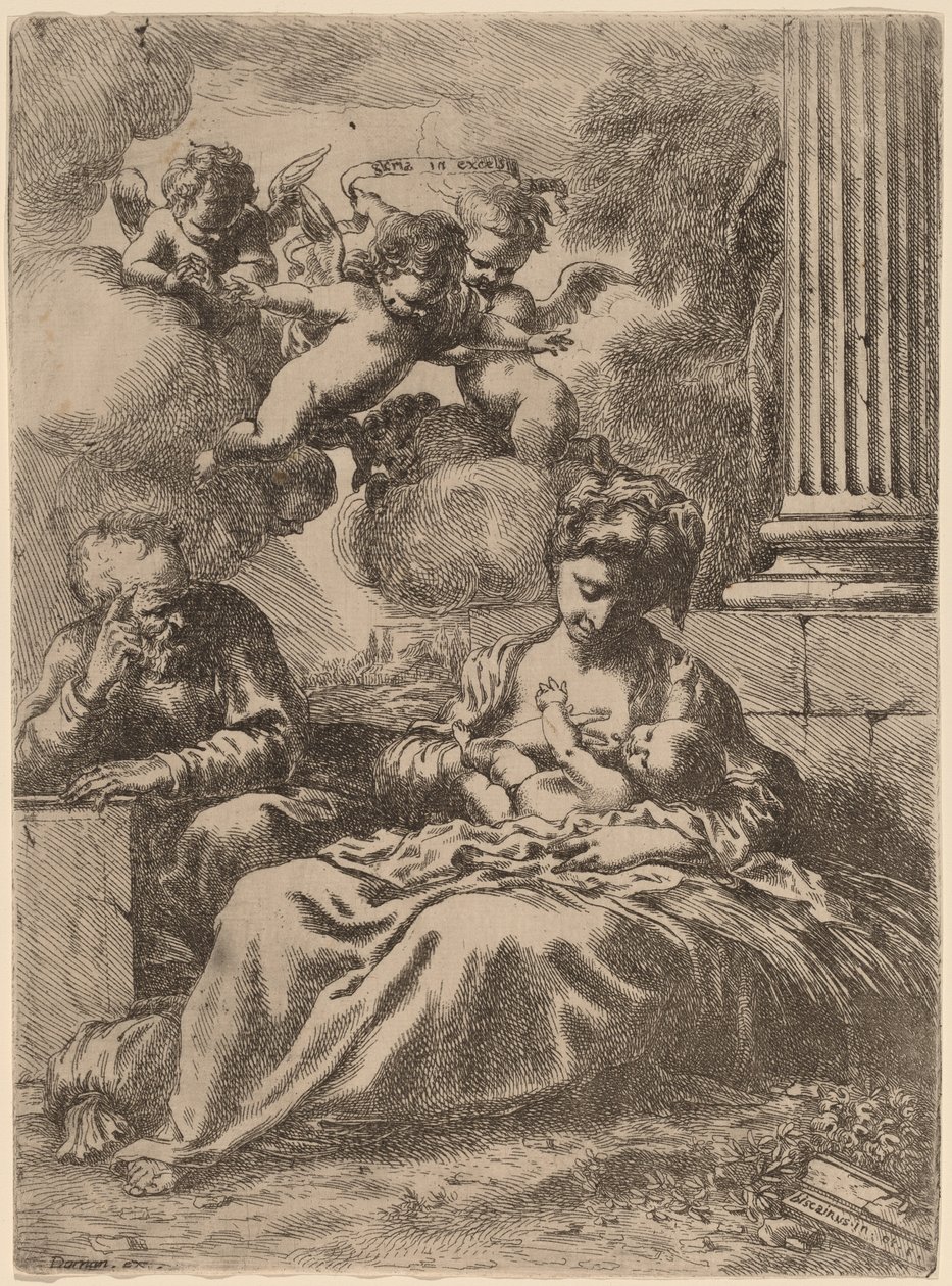 A Sagrada Família por uma coluna, c. 1655. de Bartolomeo Biscaino
