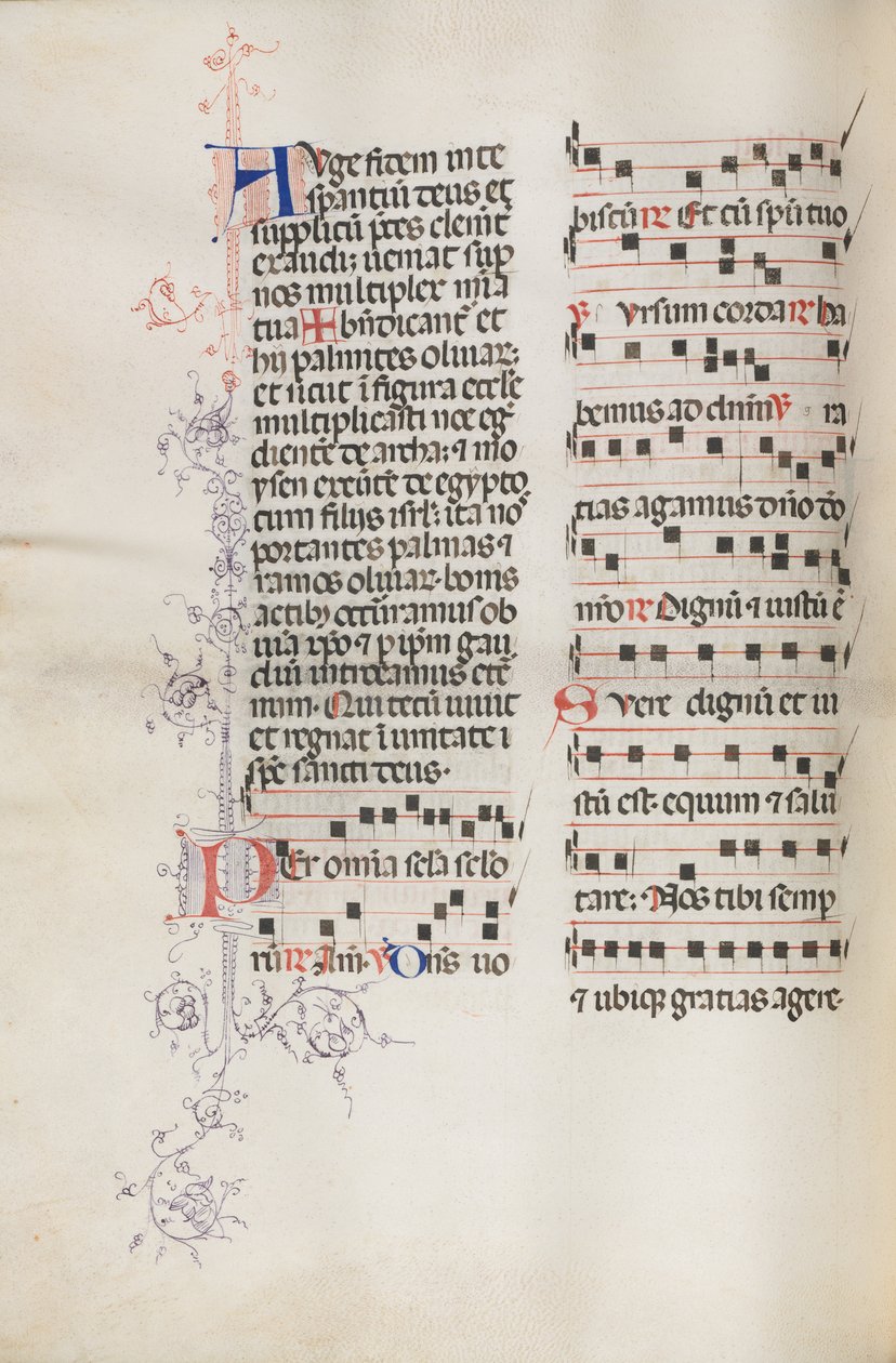 Missale: Fol. 111v, contém algumas músicas como parte da liturgia do Domingo de Ramos, 1469. de Bartolomeo Caporali