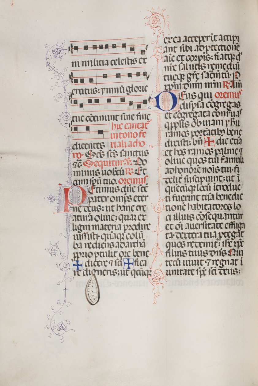 Missale: Fol. 112v: contém algumas músicas como parte da liturgia do Domingo de Ramos, 1469. de Bartolomeo Caporali