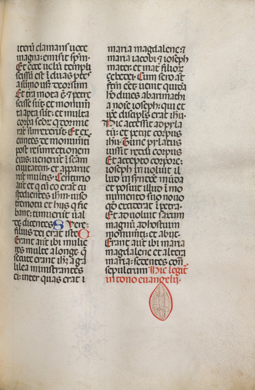 Missale: Fol. 122: contém música para Hely Hely Lama etc. em St. Mattion Passion, 1469. de Bartolomeo Caporali