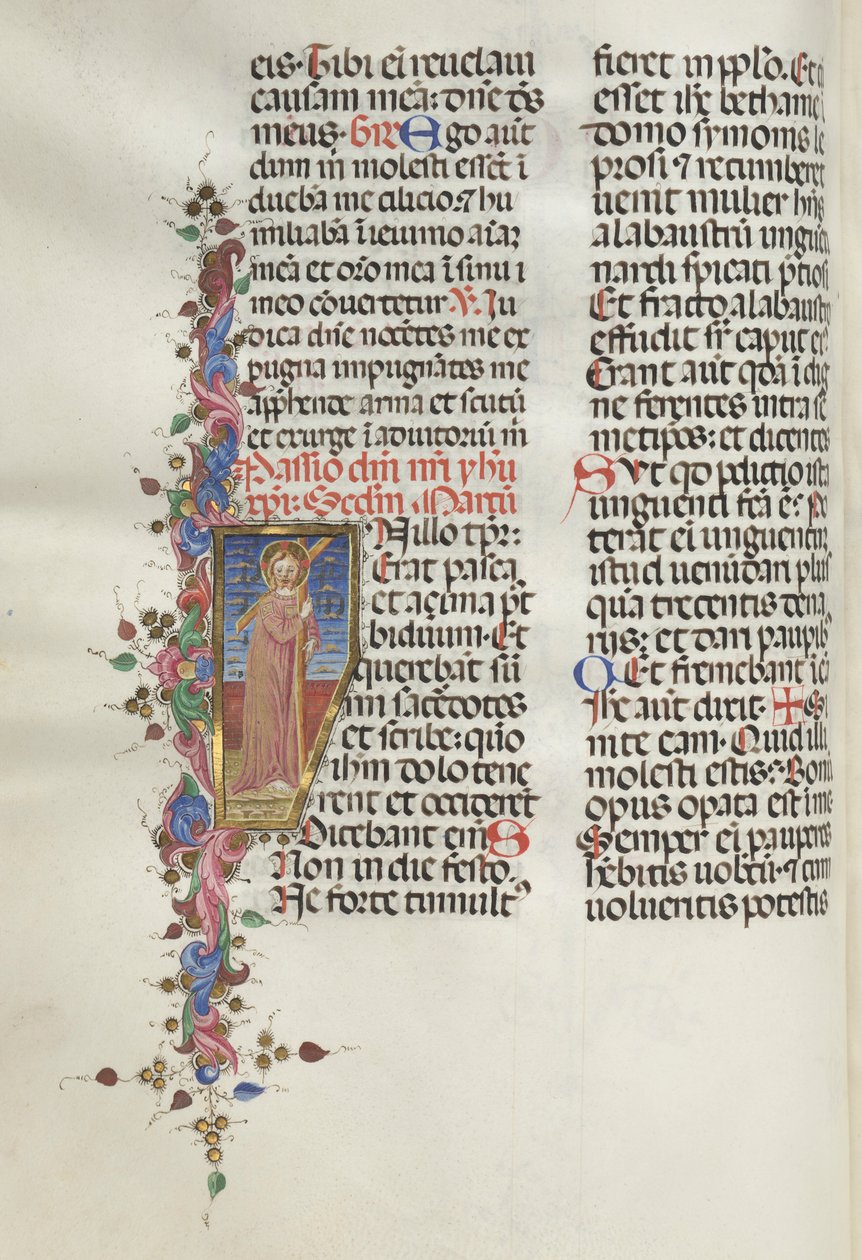 Missale: Fol. 124v: Cristo segurando a cruz, 1469. de Bartolomeo Caporali