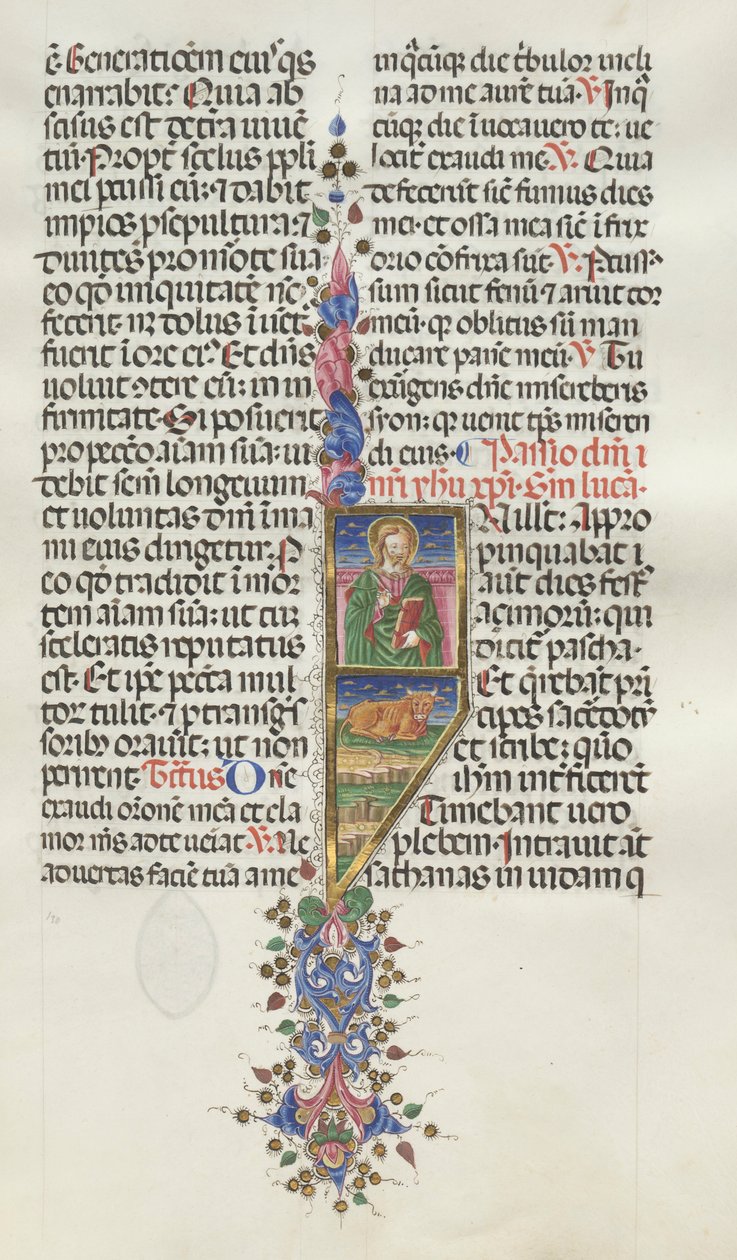 Missale: Fol. 131: São Lucas com Bull, 1469. de Bartolomeo Caporali