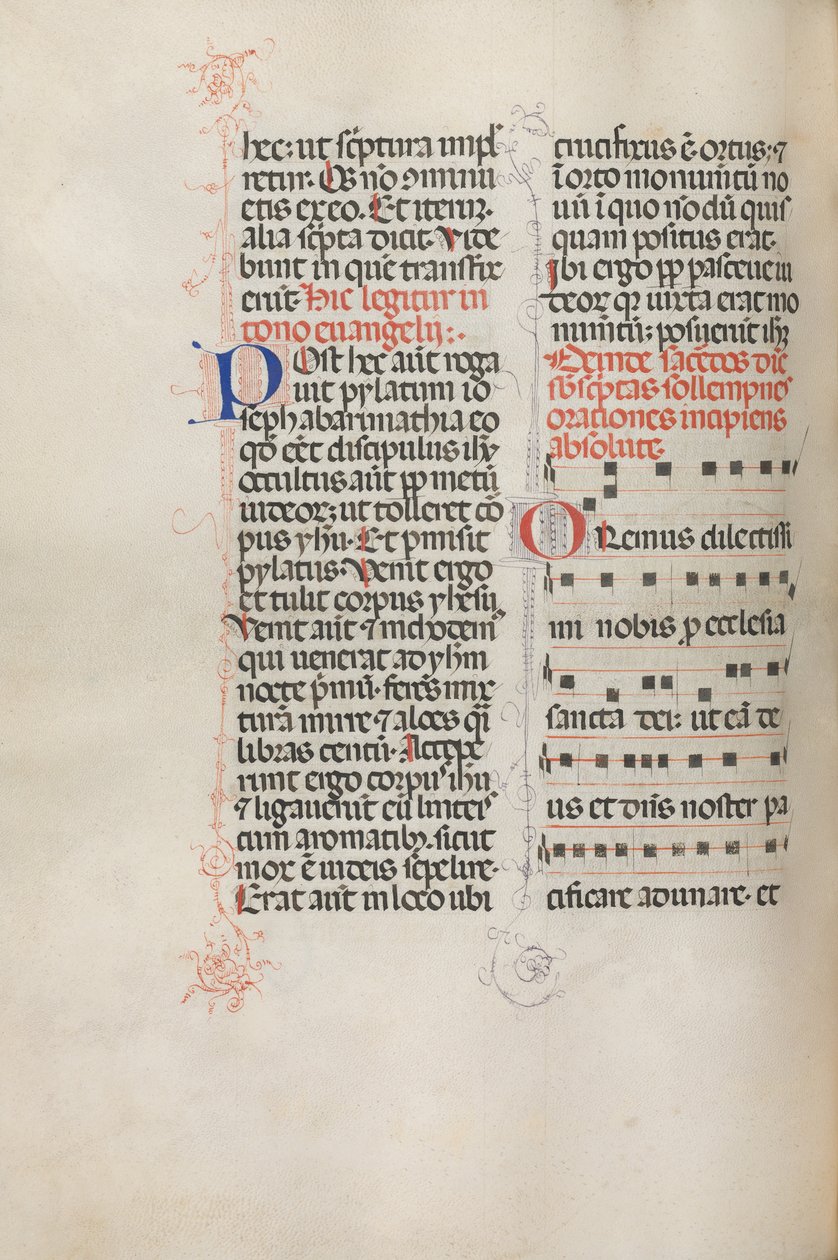 Missale: Fol. 145v: Música para várias orações, 1469. de Bartolomeo Caporali