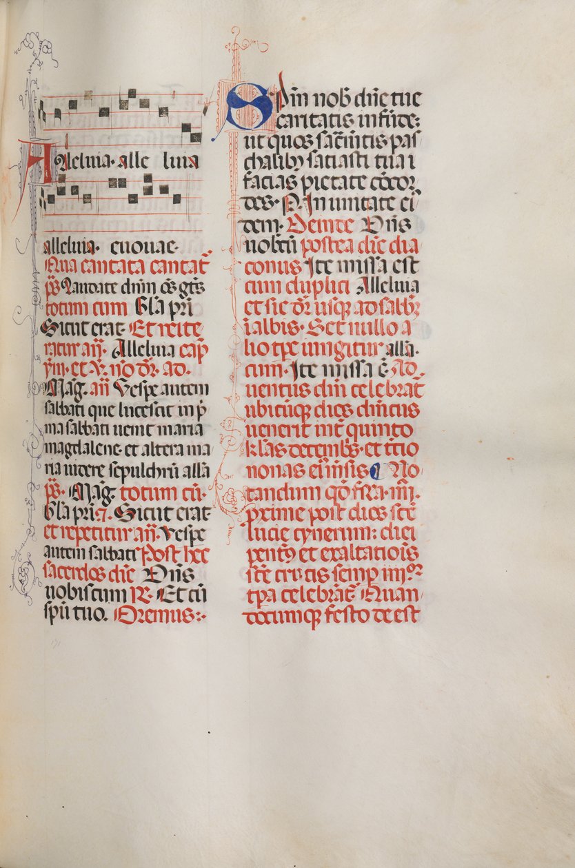 Missale: Fol. 173: Música para Aleluia etc. no início da Páscoa, 1469. de Bartolomeo Caporali