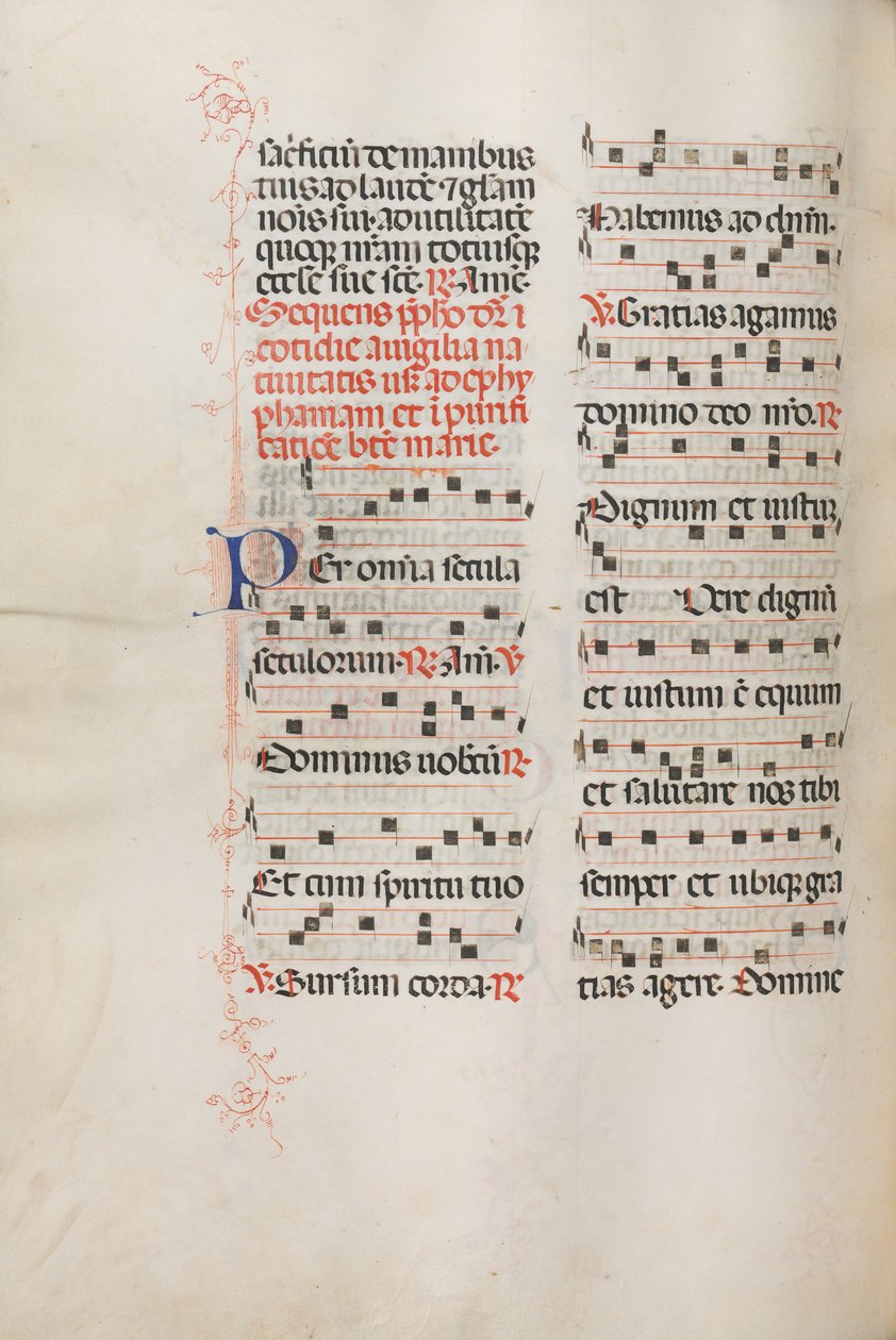 Missale: Fol. 176v: Música para várias orações comuns, 1469. de Bartolomeo Caporali