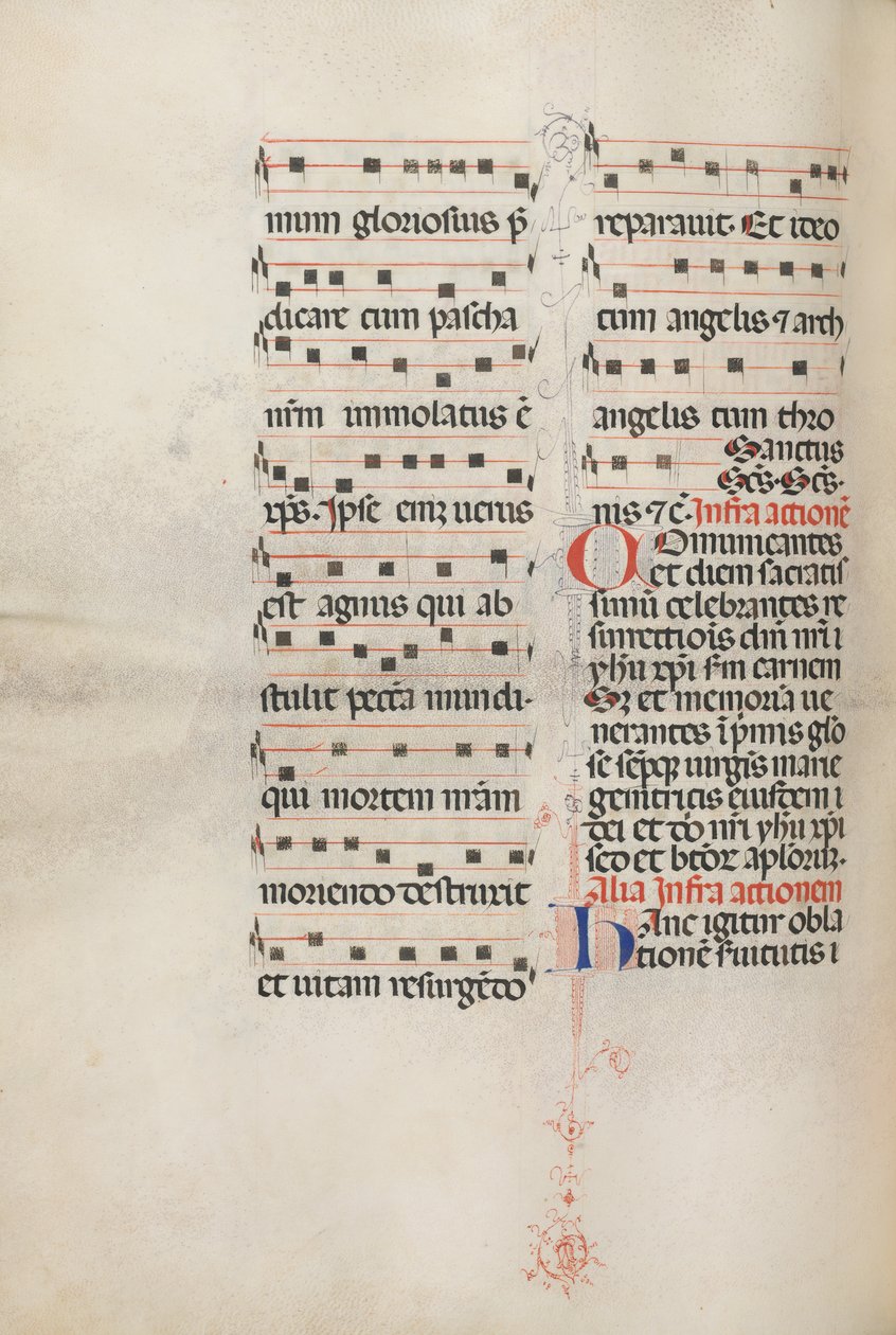 Missale: Fol. 179v: Música para várias orações comuns, 1469. de Bartolomeo Caporali