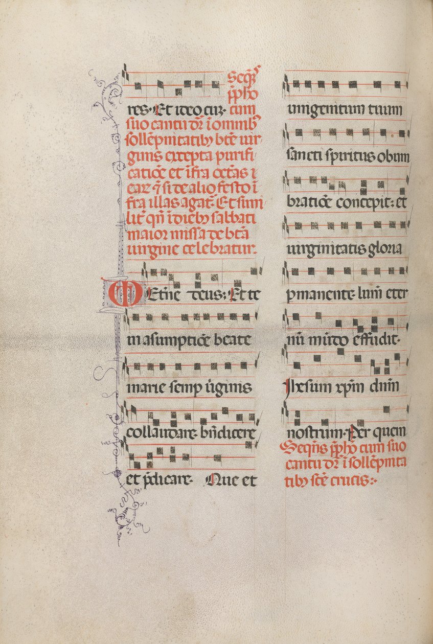 Missale: Fol. 181v: Música para várias orações comuns, 1469. de Bartolomeo Caporali
