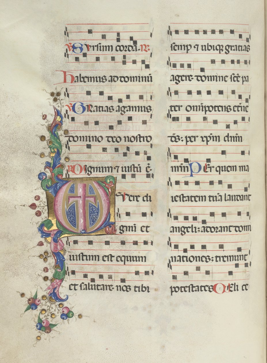Missale: Fol. 183v: Cross, Folhagem, 1469. de Bartolomeo Caporali