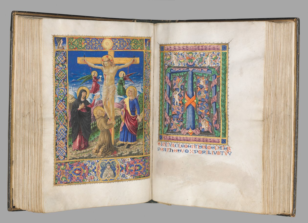 Missale: Fol. 185v: Crucificação com bordas página inteira, 1469. de Bartolomeo Caporali
