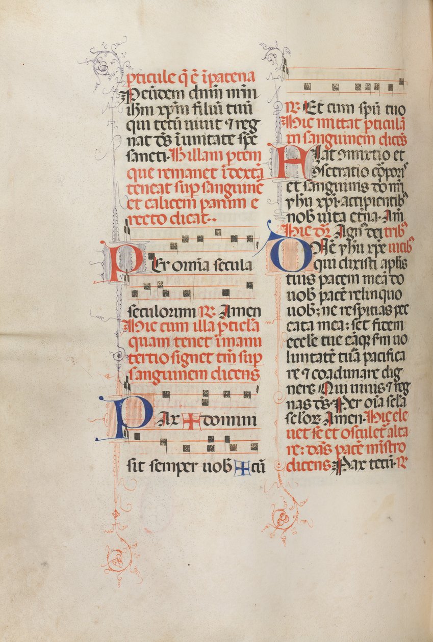 Missale: Fol. 190v: Música para várias orações, 1469. de Bartolomeo Caporali
