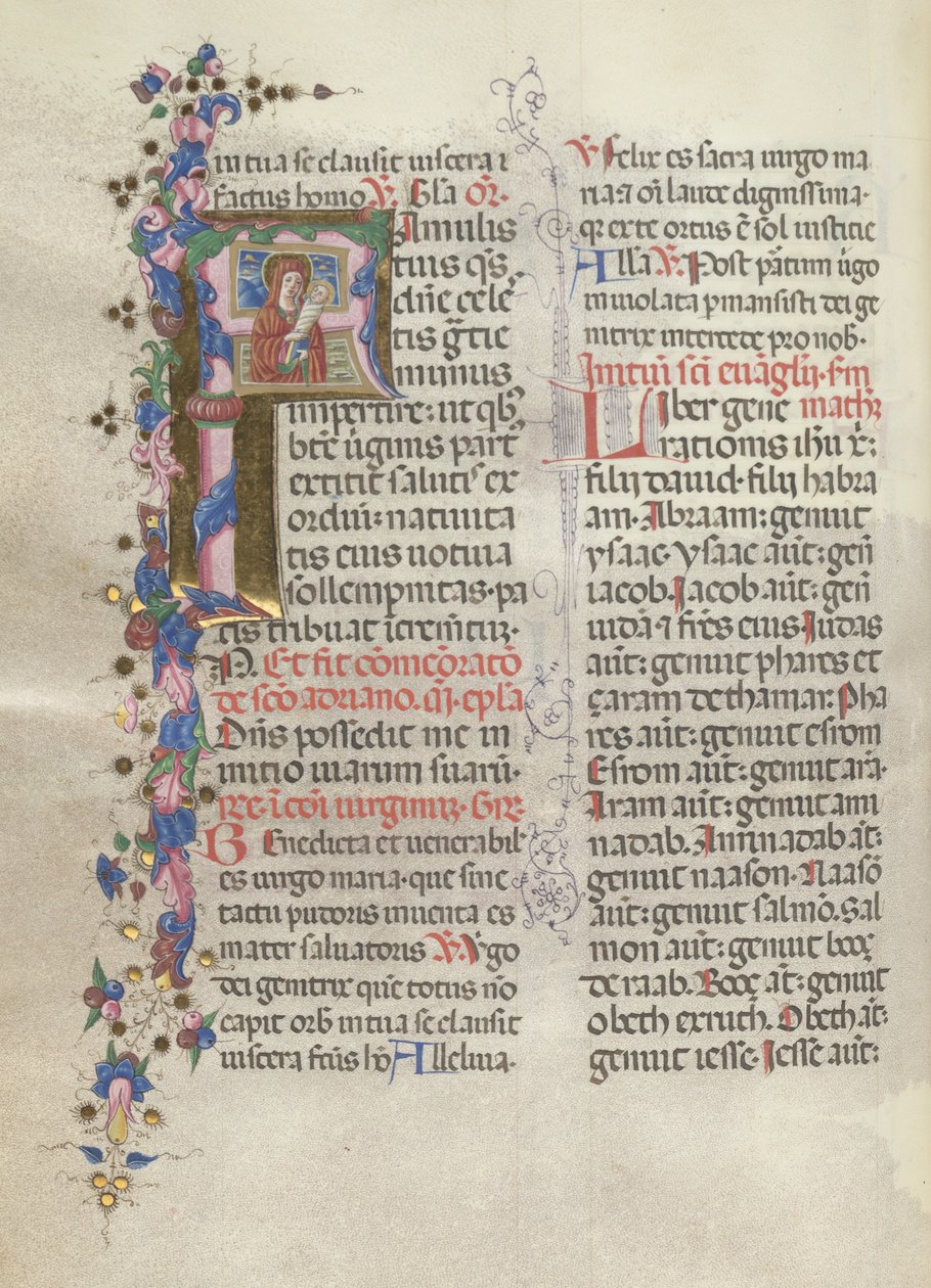 Missale: Fol. 311v: Santa Ana segurando a Virgem recém-nascida, 1469. de Bartolomeo Caporali