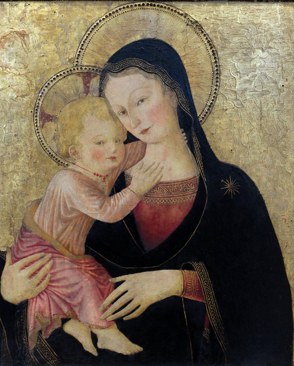 A Virgem e o Menino, pormenor. (pintura) de Bartolomeo Caporali