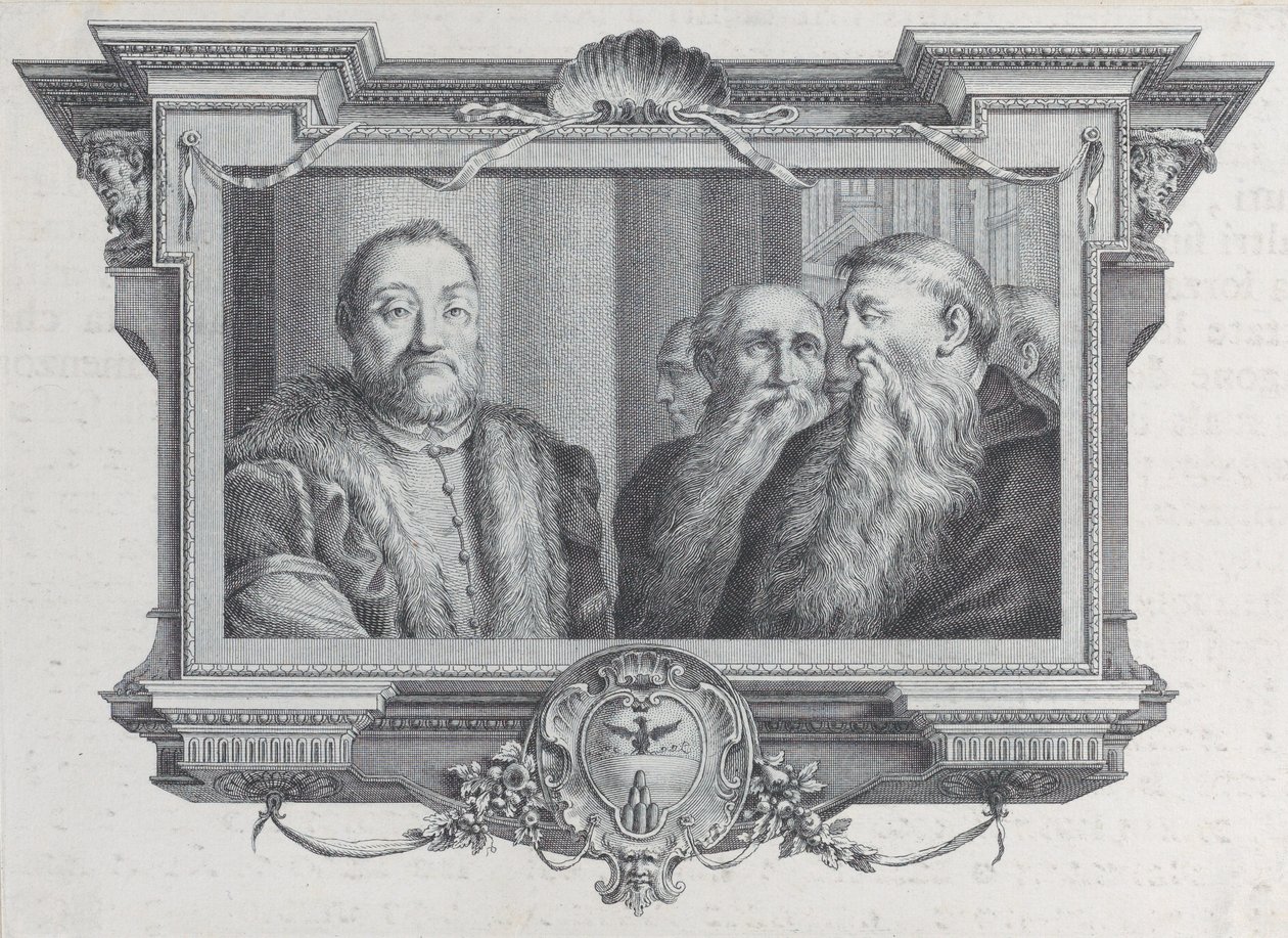 Três homens barbudos, um vestindo peles, 1756. Criadores: Bartolomeo Crivellari, Gabriel Söderling. de Bartolomeo Crivellari, Gabriel Söderling