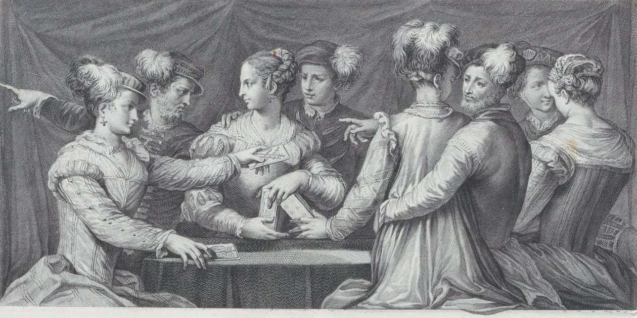 Um grupo de pessoas elegantemente vestidas jogando cartas, 1740-68 de Bartolomeo Crivellari