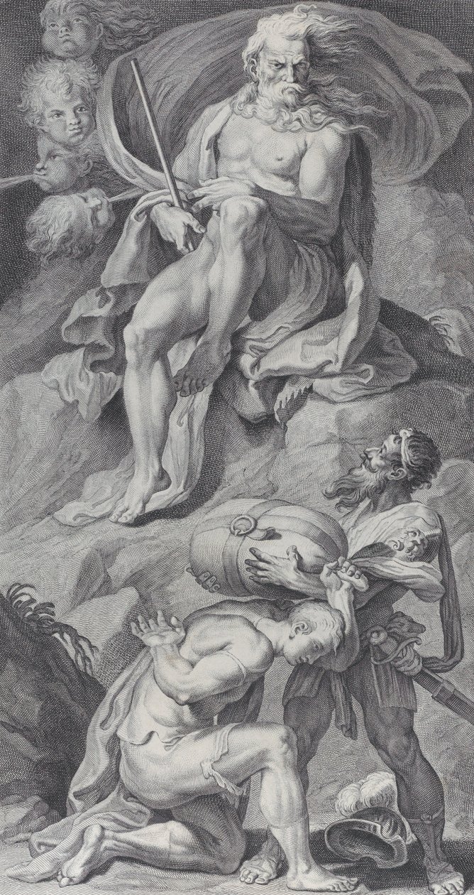Placa 8: Ulisses recebendo os ventos em uma bolsa de couro de Éolo, 1756 de Bartolomeo Crivellari