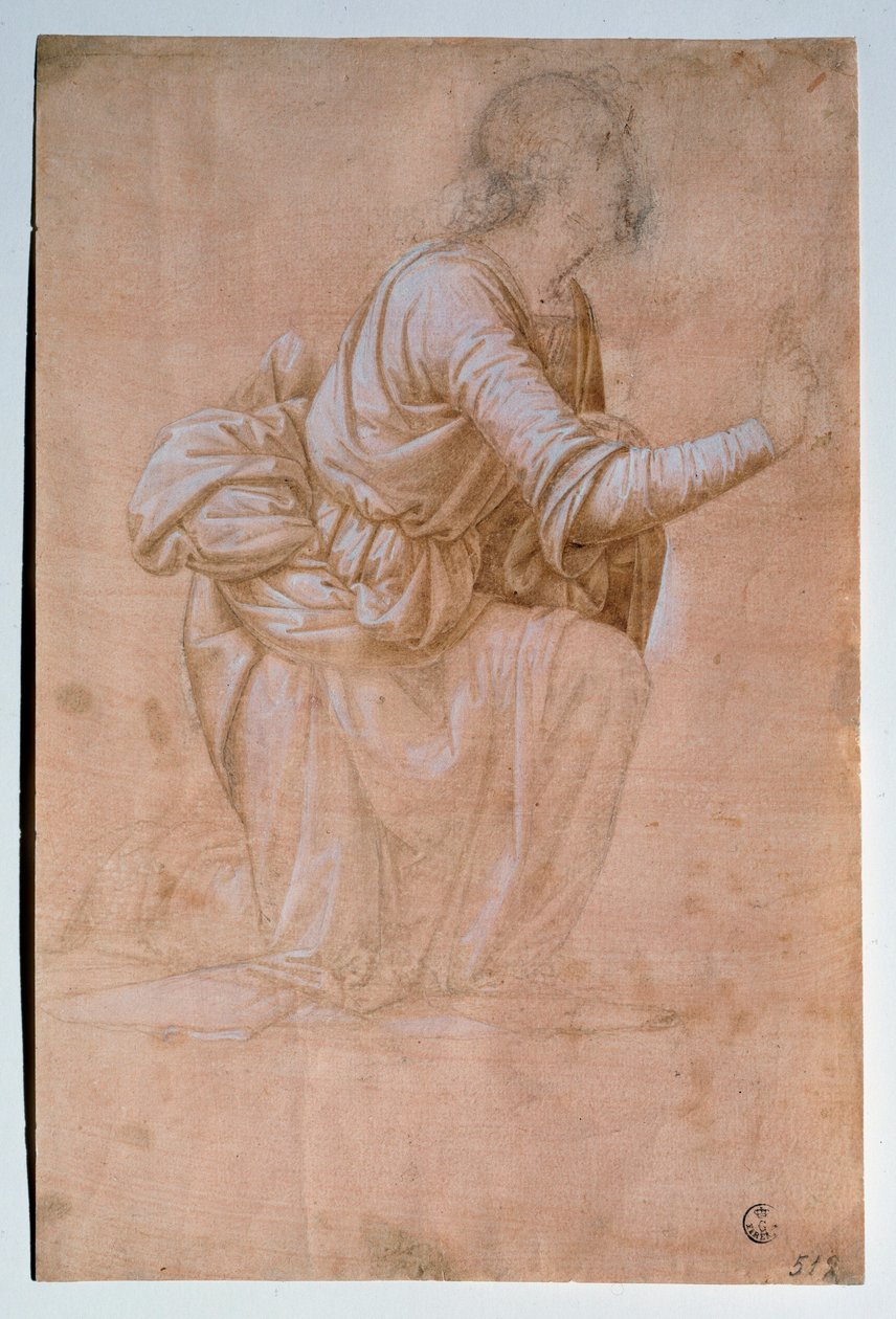 A Anunciação de Volterra (Anjo da Anunciação de Volterra) Desenho de Fra Bartolomeo (Bartolomeo della Porta detto) (1472-1517) Uffizi (Escritórios) Gabinetto Disegni e Stampe Itália de Bartolomeo Fra