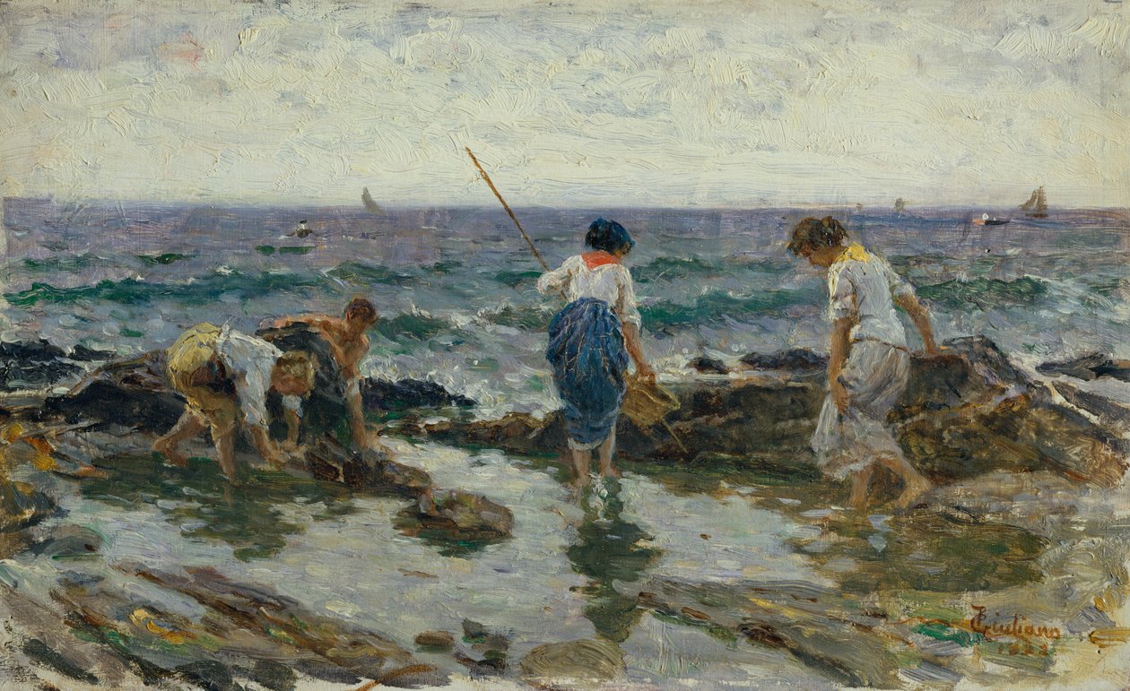 À procura de marisco (óleo sobre tela) de Bartolomeo Giuliano