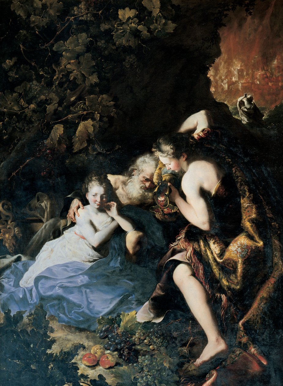 Lot embriagado pelas suas filhas de Bartolomeo Guidobono