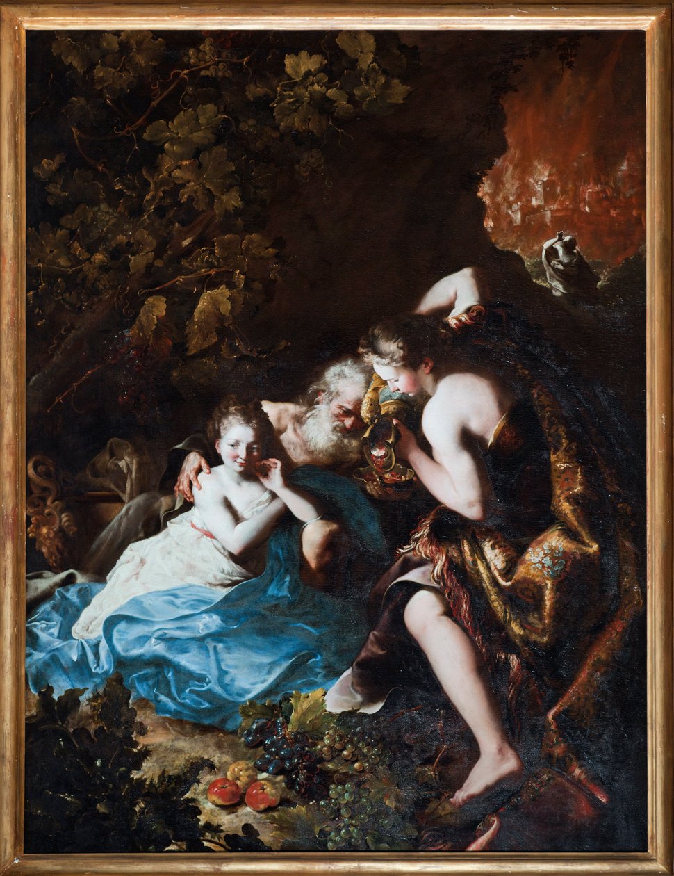 Loth et ses filles (Lot e suas filhas) Pintura de Bartolomeo Guidobono (1654-1709) 1694-1696 Musei di Strada Nuova Genes de Bartolomeo Guidobono
